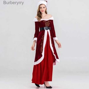 Thème Costume M-6XL Noël Vient pour les Couples Le Père Noël Vient Cos Vêtements De Noël Robe Femmes SetL231010