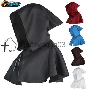 Traje temático Fraile medieval Túnica con capucha Capucha Capa Adulto Grim Reaper corto Un Dios de la Muerte Capa Mago Halloween Cosplay Disfraz x1010