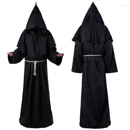 Themakostuum Middeleeuwse monnikskleren Tovenaarspriester Doodsgewaad Cosplay Rollenspel Halloweenkostuums met taillelijn en kruishanger Horrorkleding