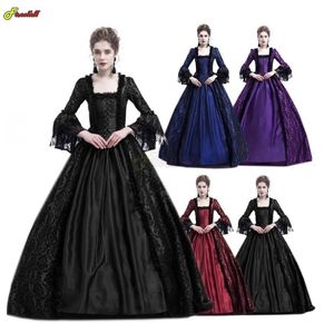 Themakostuum Middeleeuwse Dames Hof Prinses Jurk Elegante Baljurk Vierkante Kraag Kant Halloween Kerstkostuums Renaissance Cosplay 230829