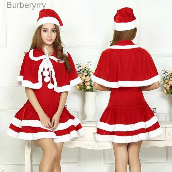 Disfraz temático Sra. Claus viene vestido rojo de Navidad y sombrero Traje retro de Papá Noel para mujer con Shl Halloween Cosplay Ven para fiesta de Navidad L231010