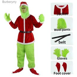 Costume à thème nouveau noël Halloween Explosion fourrure verte monstre Cosplay Costume de père noël fête drôle ComeL231010
