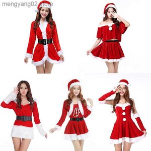 Themakostuum Nieuwe Mode Kerst Cosplay Kerstman Vrouwen Meisjes Komen Jurk Cosplay Chrismas Kleding Show Sexy Rood COS Gewaad Toga T231013