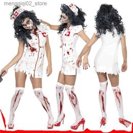 Themakostuum Nieuwe Halloween Cosplay Komt Bloody Rose Mary Verpleegster Demonenkleding Wit Zombie Verkleedfeest Conmes Halloween Komt Q231010