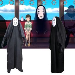 Themakostuum Geen gezicht Man Spirited Away Cosplaykostuum Masker Handschoenen Anime Miyazaki Hayao Faceless Manteljas Kinderen Volwassen Carnaval Purim-kostuum 230829