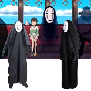 Costume à thème No Face Man Spirited Away Cosplay Costume Masque Gants Anime Miyazaki Hayao Manteau sans visage Manteau Enfants Adulte Carnaval Pourim Costume 230829