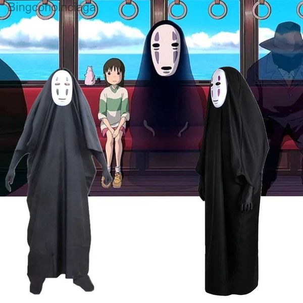 Costume à thème No Face Man Spirited ay Cosplay Come Mask Gants Anime Miyazaki Hayao Manteau sans visage pour enfants Adulte Carnaval Pourim ComeL231013