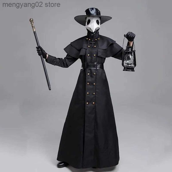 Traje de tema Doctor de la peste Ven Cuervo Boca larga Pájaro Halloween Adulto Medieval Steam Punk Hombre americano europeo Viene Conjunto de ropa T231011