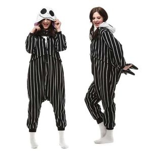 Themakostuum Polar fleece cartoon uit één stuk pyjamas Halloween Jack skeletparen thuiskleding T231025