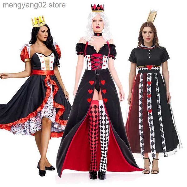 Costume à thème Reine de coeur Alice au pays des merveilles Come Queen Cosplay Halloween Mascarade Livré Robe sexy avec couvre-chef T231011