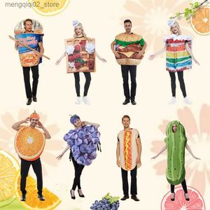 Costume à thème Reneecho Carnival Party Adulte Funny Food Come Halloween Couple Comes Pizza Donut Cosplay Outfit Pourim Holiday Dress Up Q240307