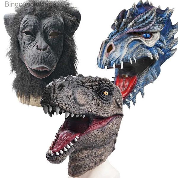 Thème Costume Reneecho Masque De Dinosaure Pour Adultes Masques De Crocodile Hommes Masque De Dragon De Glace Halloween Carnaval Venez Sphynx Chat CasqueL231008