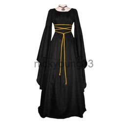 Thème Costume Rétro Médiéval Gothique Maxi Robe pour Femmes Robe Noire Halloween Carnaval Larp Robes pour Femmes Médiéval Cosplay Costume 2023 x1010