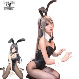 Costume à thème ROLECOS Anime Sakurajima Mai Cosplay Venez Noël Femmes Noir Sexy Combinaison Rascal Ne rêve pas de Bunny Girl Senpai CosL231013