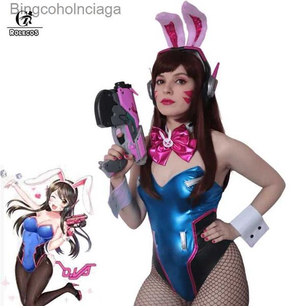 Traje temático ROLECOS Juego OW DVA Cosplay Sexy Bunny Girl Mono Canción Hana D.VA Cosplay Ven Halloween Mujeres Romper MonoL231013