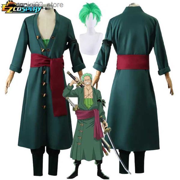 Traje temático Roronoa Zoro Cosplay Ven Anime Kimono Robe Zoro Roronoa Uniforme verde Después de dos años Disfraz Halloween Viene Mujeres Hombres Q240307