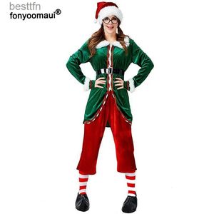 Disfraz temático Papá Noel Elfo Pequeños ayudantes Vienen Elfos de Navidad Familia de Navidad para adultos Sr. Sra. Traje a juego de terciopelo polar para hombres y mujeres L231013