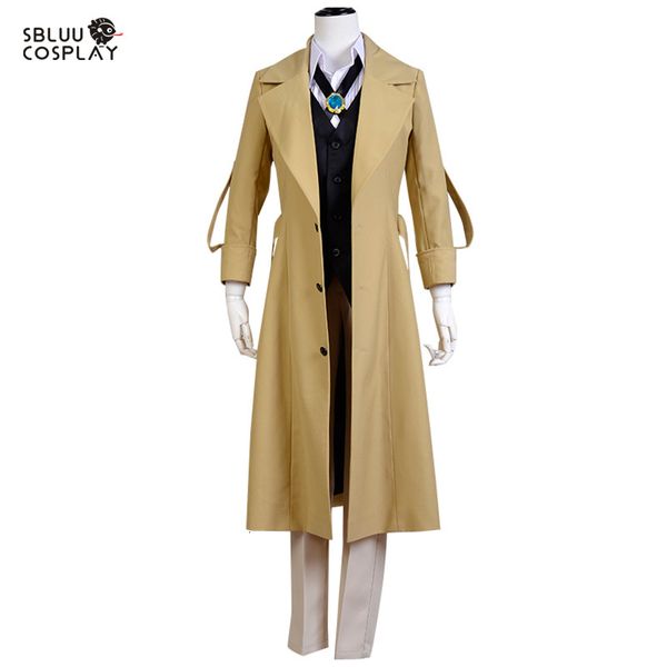 Tema Costume Sbluucosplay Bungo Stray Dogs Dazai Osamu Cosplay Long Jacket Coat Halloween Christmas 221122