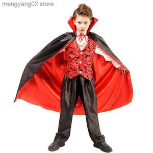 Traje de tema Scary Vampire Dracula Boys Fantasia Halloween Cosplay Carnival Party Kids Child Earle Dracula Gothic Vampire Come T231011