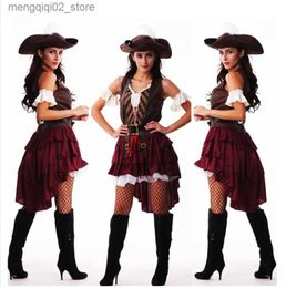 Thema kostuum sexy halloween captain jack sparrow come pirates of the caribbean cosplay piraat komt voor vrouwen vrouwelijke volwassen jurk hoed Q231010