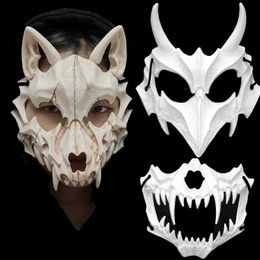Themakostuum Schedelfeestmasker Demon Weerwolf Tijgers Schedel Half Face Cover Masker Halloween Dans Prom Cosplay Kom Masker PropL231008