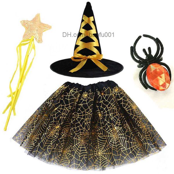 Thème Costume Toile D'araignée Tutu Toile D'araignée Jupe Sorcière Assistant Chapeau Costume Tenues De Fête Carnaval Halloween Venez Pour Enfants Filles Femmes Adulte Z230804