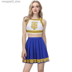 Themakostuum Taylor Cheerleader Uniform TS Shake It Off Blauw Wit Cheerleading-outfits Halloweenfeest Kom voor middelbare schoolmeisjes Q240307