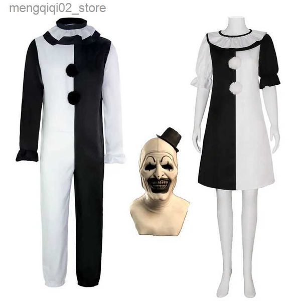 Thème Costume Terrifier Art Clown Joker Cosplay Venez Combinaison Masque Déguisement Horreur Tenues Femmes Hommes Halloween Carnaval Costume De Fête Q231010