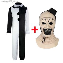 Thème Costume Terrifier Art Le Clown Venez Masque Costume Cosplay Horreur Mal Joker Chapeau Masques En Latex Combinaison Halloween Carnaval Party Props Q231010