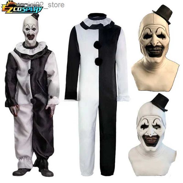 Disfraz de tema Terrorifier Come Art the Clown Cosplay Trajes The Killer Clown Mono Body Headgear para Halloween Q231010