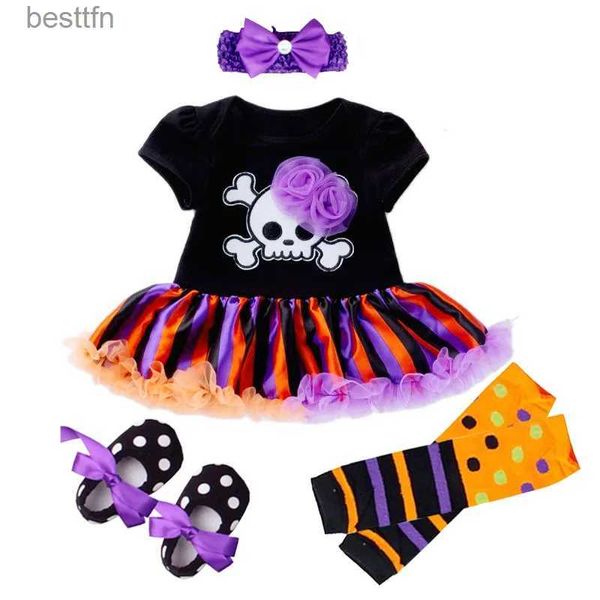 Traje de tema Niño lindo de dibujos animados bebé niño niña mamelucos 0-24 meses Halloween patrón de cráneo infantil recién nacido mono conjunto recién nacido bebé viene l231007