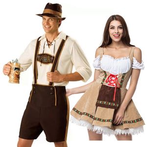 Costume à thème Couples traditionnels Costume Oktoberfest Taverne Barman Serveuse Tenue Cosplay Carnaval Halloween Robe de soirée fantaisie 230907