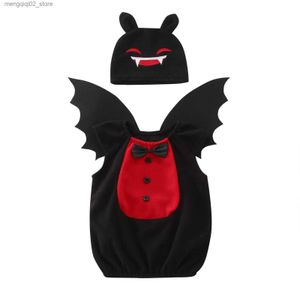 Thème Costume Umorden unisexe bébé infantile enfant en bas âge Halloween noir rouge chauve-souris Vampire venez gilet ailes chapeau 3 pièces ensemble 1-2T 3-4T Q231010