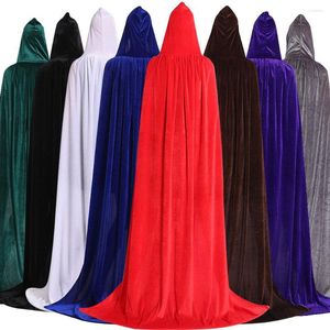 Thème Costume Unisexe Doux Velours À Capuche Cape Halloween Fête De Noël Cosplay Costumes Pour Femmes Hommes Sorcier Prince Long Cape Robe Robes