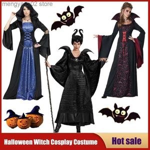 Thème Costume Vampire Halloween Comes Sexy Black Witch Wizard Cosplay Adulte Beauté Femmes Robe Mal Mascarade Carnaval Party Mujer Outfit T231011