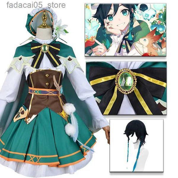 Traje temático Venti Cosplay Impacto Cosplay Viene Uniforme Peluca Venti Estilo chino Halloween Viene para mujeres Juego Wendi Windy Q240130