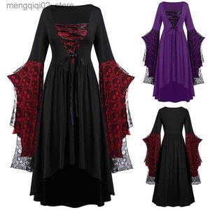 Themakostuum Vintage Halloween Cosplay Kom Heks Vampier Gotische Jurk Ghost Jurken Up Party Gedrukt Middeleeuwse Ghost Bruid Vrouwelijke Kleding Q231010