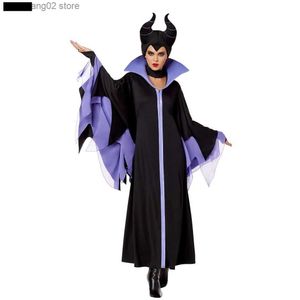Themakostuum Heks Maleficent Doornroosje Cosplay Kom Volwassen Vrouwen Hallowen Comes Evil Zwarte Jurk Hoorn Hoed Outfit Hoed Helm Kap T231011