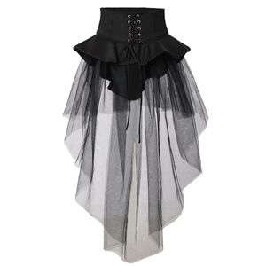 Costume de thème Femmes Gothic Punk Corset Jirt Cocktail Irrégulier Tulle Belt Jirts 230209