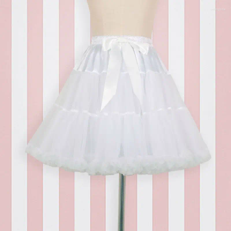 Theme Costume Women Lolita Skirt Tulle Elegant Pleated TUTU Skirs Petticoat Falda Skirts With Bow