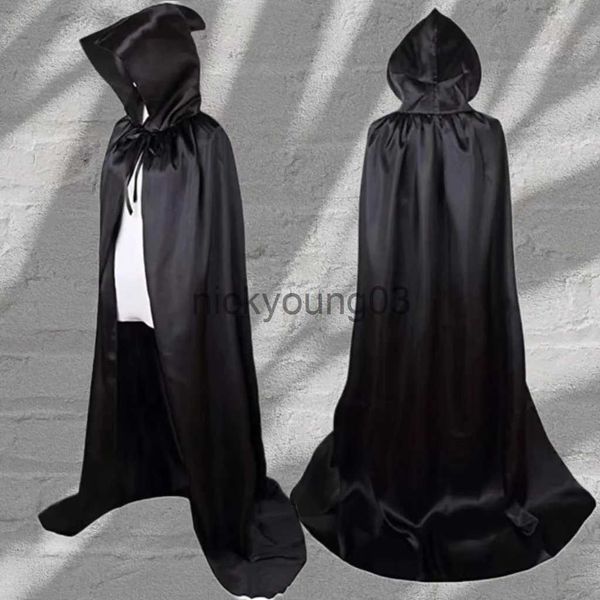 Themenkostüm Damen Herren Halloween-Umhang-Set Kreativer schwarzer Kapuzenumhang Cosplay Vampir Hexe Todesumhang für Erwachsene Kinder Halloween-Kostüm x1010