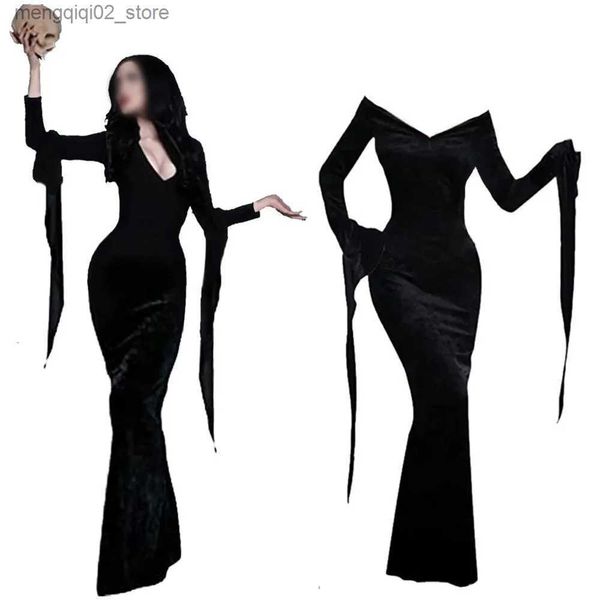 Costume à thème gothique fantôme Vampire pour femmes, robe Morticia Addams Cosplay Come pour femmes Halloween Cosplay Come Q231010