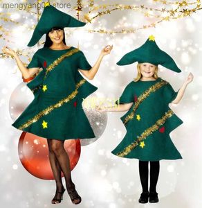 Costume à thème Cosplay à manches courtes pour femmes, robe fantaisie pour adultes, elfe, fête avec chapeau, fantaisie, performance pour enfants, tenue d'arbre de noël, cosplay T231013