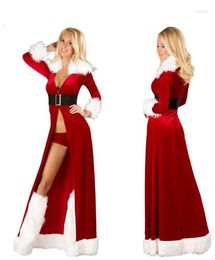 Themakostuum vrouwen sexy kerstcosplay kostuums Halloween Festival Uniform Long Dress Santa -clausule voor lingerie