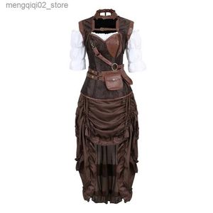 Thème Costume Femmes Steampunk Corset Robe Pirate Chemise Gothique Corset Lingerie Top Burlesque Jupe Irrégulière Halloween Venez Plus Taille S-6XL Q231010