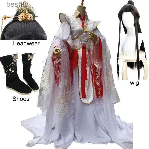 Thème Costume Xie Lian Yue Shen Cosplay Roman Antique Tian Guan Ci Fu Platine Paon Cosplay Costmes Cos Perruque chaussures pour Halloween PartyL231013