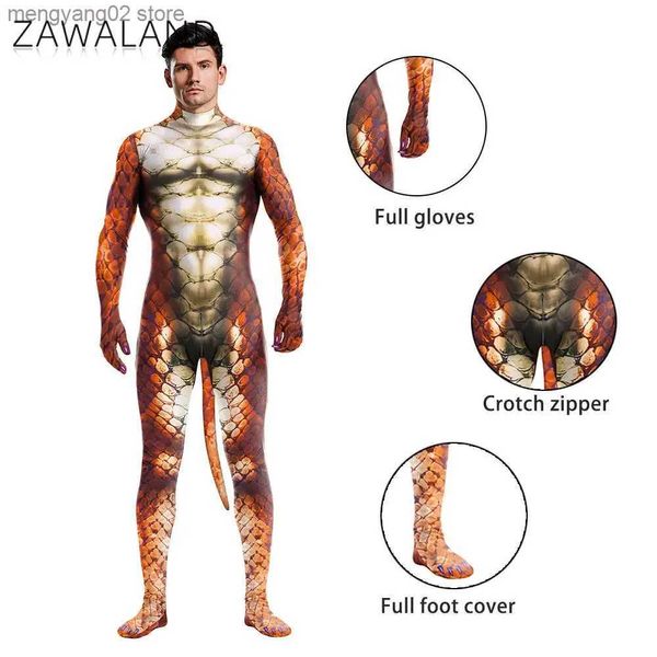 Costume à thème Zawaland Animal Come avec queue Halloween Cosplay Petsuit pour homme Entrejambe Carnaval Catsuit Vacances Zentai Body Outfit T231013