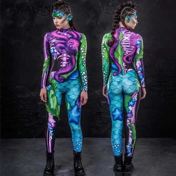 Traje de tema Zawaland Cosplay Come Medias Mono Elástico Zentai Mujeres Body Vestido de lujo Fiesta de Halloween Viene Manga larga Catsuit T231013