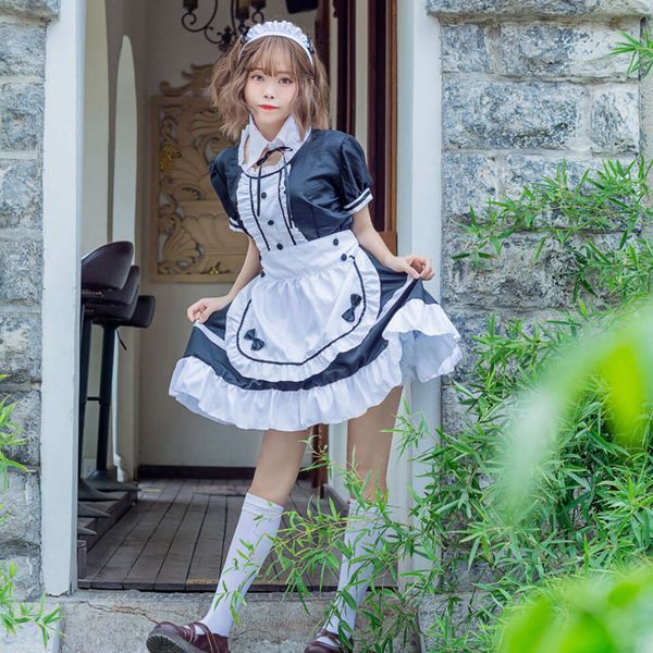 Costume à thèmeNoir Mignon Lolita Maid Robe De Femme De Chambre Française Filles Femme Amine Cosplay Costume Serveuse Maid Party Stage Cosplay Costumes