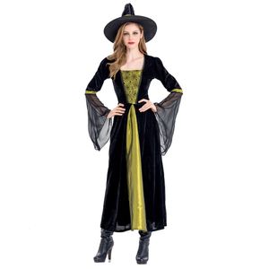 Thème Halloween Costumes Costume de sorcière Femmes Adulte Adulto Fantasia Long Robe Hat Cosplay Vêtements pour femme 230904